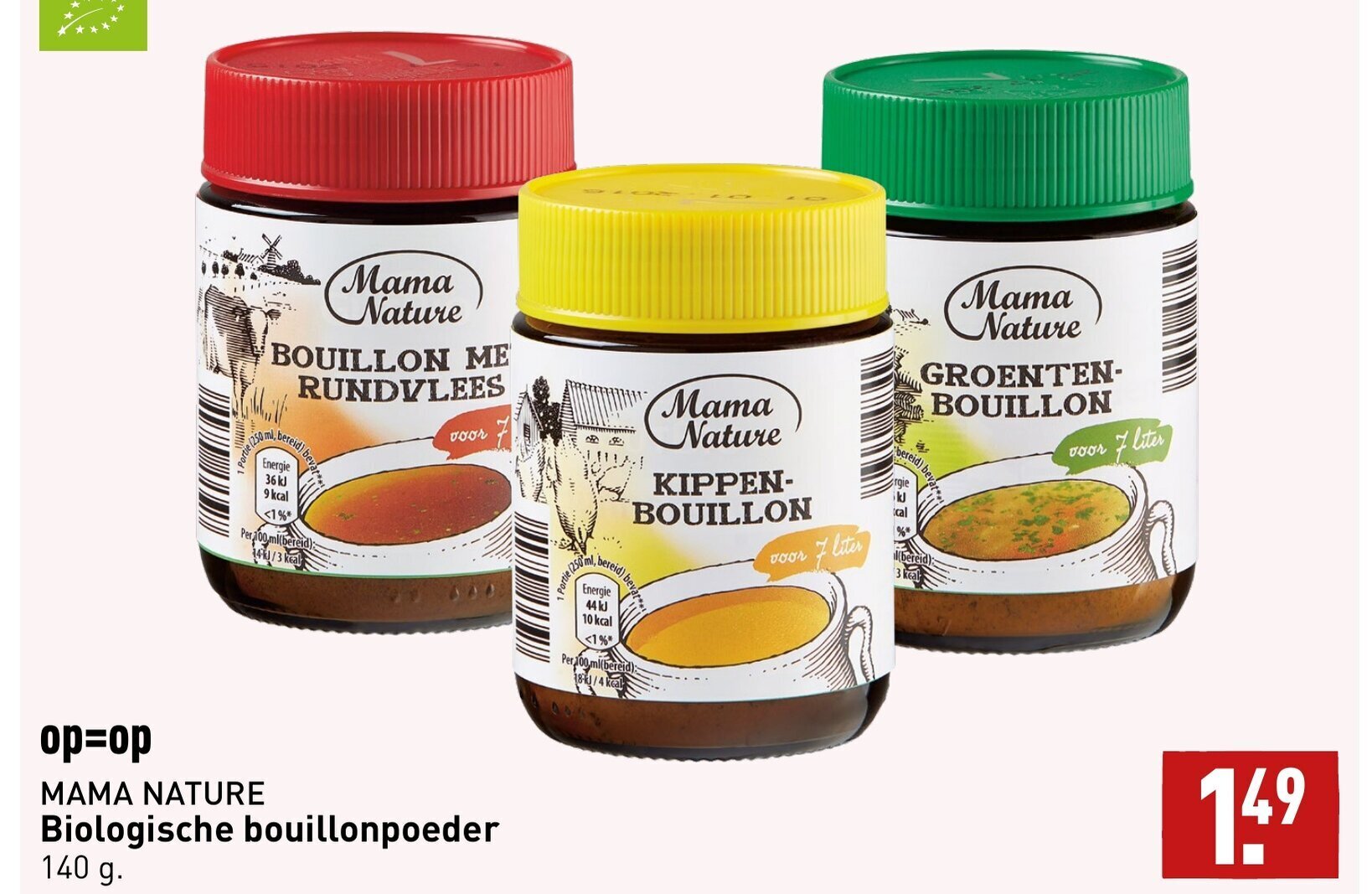 MAMA NATURE Biologische bouillonpoeder 140 g. aanbieding bij ALDI