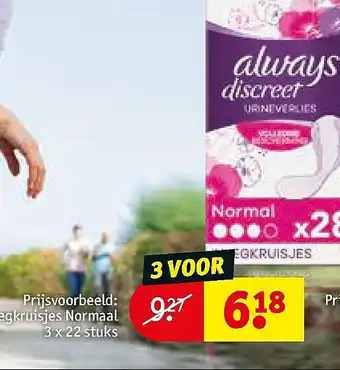 Kruidvat hele assortiment Always Discreet aanbieding