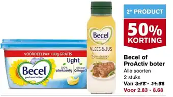 Hoogvliet Becel of ProActiv boter Alle soorten 2 stuks aanbieding