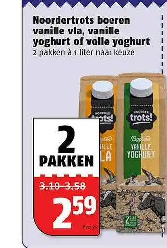 Poiesz Noordertrots Boeren Vanille Vla, Vanille Yoghurt Of Volle Yoghurt aanbieding