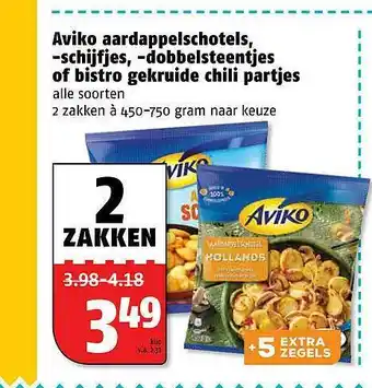 Poiesz Aviko Aardappelschotels, -schijfjes, -dobbelsteentjes Of Bistro Gekruide Chili Partjes aanbieding