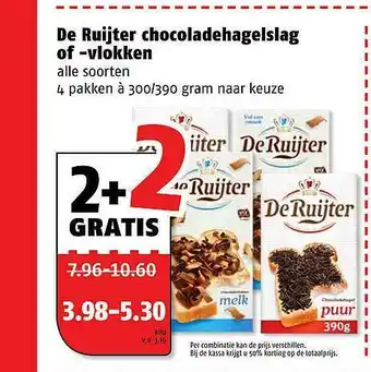 Poiesz De Ruijter Chocoladehagelslag Of -vlokken 2+2 Gratis aanbieding