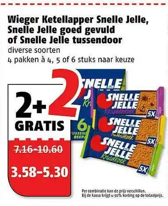 Poiesz Wieger Ketellapper Snelle Jelle, Snelle Jelle Goed Gevuld Of Snelle Jelle Tussendoor 2+2 Gratis aanbieding