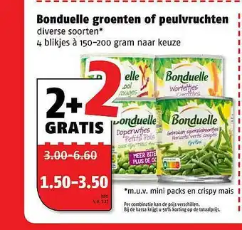 Poiesz Bonduelle Groenten Of Peulvruchten 2+2 Gratis aanbieding