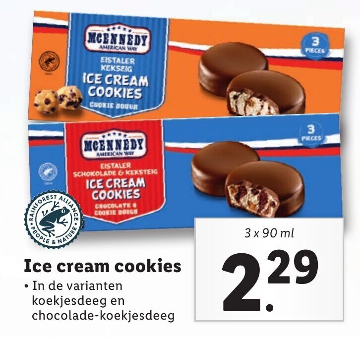 Ice cream cookies aanbieding bij Lidl