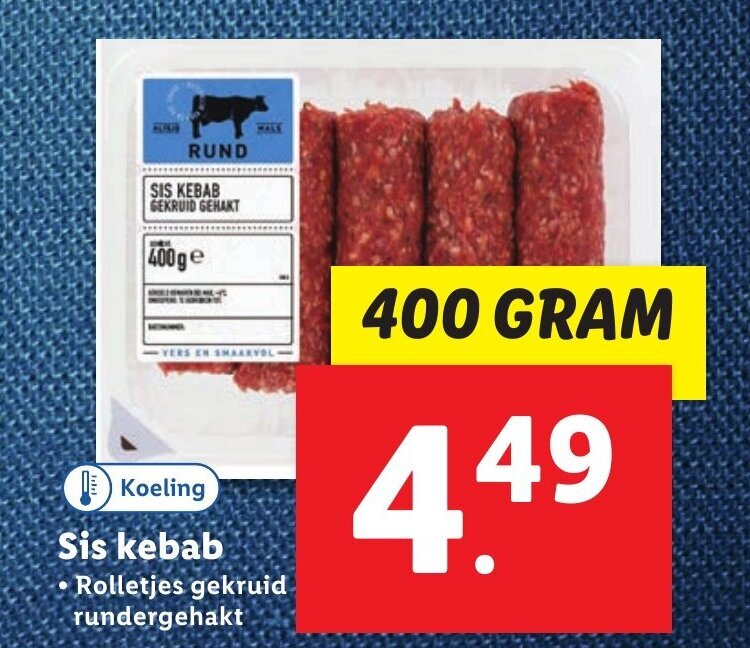 Sis kebab 400 GRAM aanbieding bij Lidl