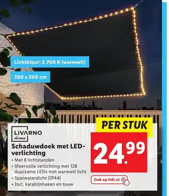 Lidl Schaduwdoek met LED- verlichting aanbieding