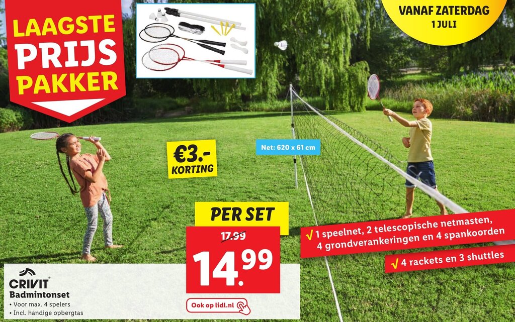 CRIVIT Badmintonset aanbieding bij Lidl