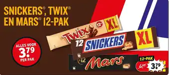 Kruidvat Snickers, Twix En Mars 12-Pak R aanbieding