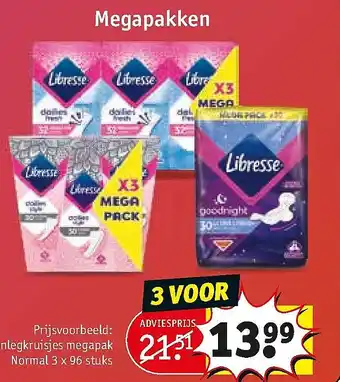 Kruidvat Libresse maandverband en inlegkruisjes Megapakken aanbieding