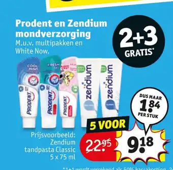 Kruidvat Zendium tandpasta Classic 5 x 75 ml aanbieding