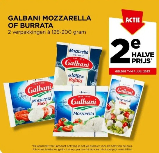 GALBANI MOZZARELLA OF BURRATA aanbieding bij Jumbo