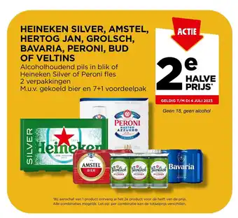 Jumbo HEINEKEN SILVER, AMSTEL, HERTOG JAN, GROLSCH, BAVARIA, PERONI, BUD OF VELTINS aanbieding