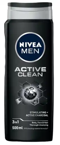 De Online Drogist Nivea men active clean shower gel 500ml aanbieding