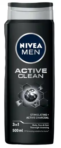 De Online Drogist Nivea men active clean shower gel 500ml aanbieding
