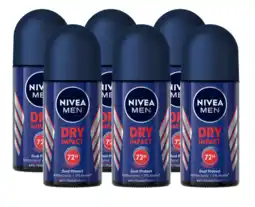 De Online Drogist Nivea men dry impact roll-on voordeelverpakking 6x50ml aanbieding