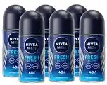De Online Drogist Nivea men fresh active roll-on voordeelverpakking 6x50ml aanbieding