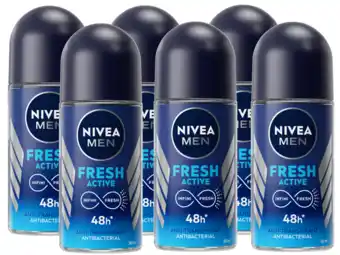 De Online Drogist Nivea men fresh active roll-on voordeelverpakking 6x50ml aanbieding