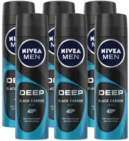 De Online Drogist Nivea men deep black carbon beat anti-transpirant spray voordeel 6x150ml aanbieding