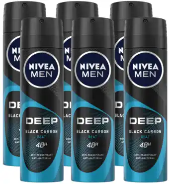 De Online Drogist Nivea men deep black carbon beat anti-transpirant spray voordeel 6x150ml aanbieding