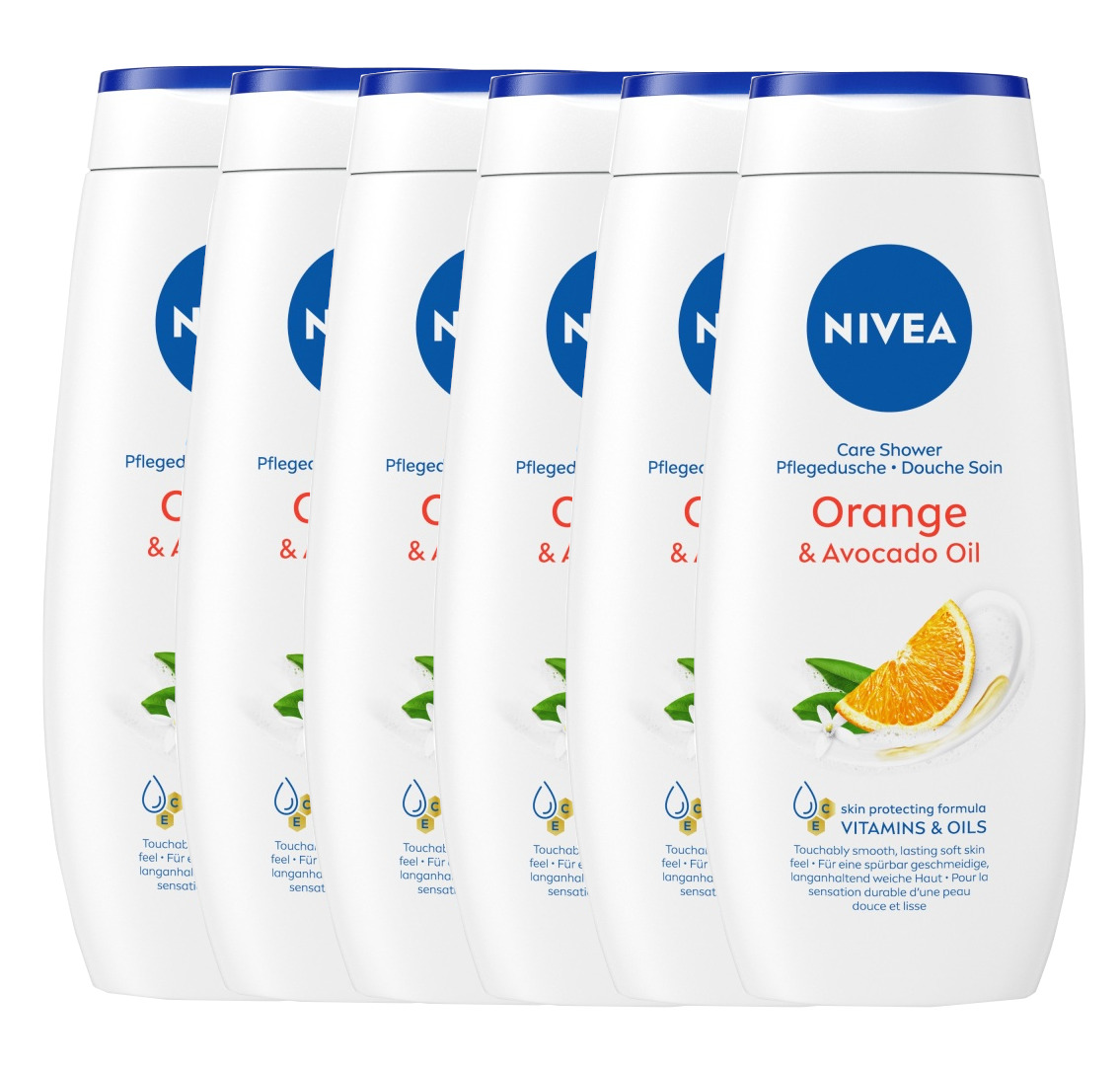 Nivea orange & avocado oil care shower multiverpakkingen 6x250ml