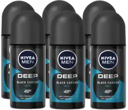 De Online Drogist Nivea men deep black carbon beat anti-transpirant roller voordeel 6x50ml aanbieding