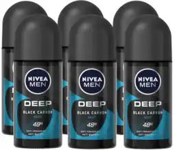 De Online Drogist Nivea men deep black carbon beat anti-transpirant roller voordeel 6x50ml aanbieding