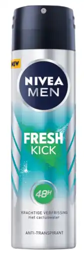 De Online Drogist Nivea men fresh kick anti-transpirant spray 150ml aanbieding