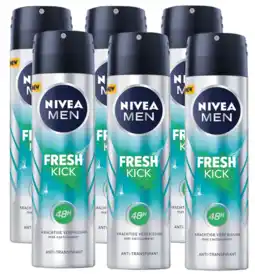 De Online Drogist Nivea men fresh kick anti-transpirant spray voordeelverpakking 6x150ml aanbieding