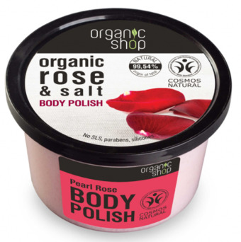 De Online Drogist Organic shop pearl rose body polish 250ml aanbieding