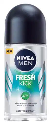 De Online Drogist Nivea men fresh kick anti-transpirant roll-on 50ml aanbieding