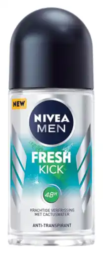 De Online Drogist Nivea men fresh kick anti-transpirant roll-on 50ml aanbieding