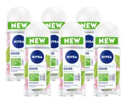 De Online Drogist Nivea naturally good bio green tea deodorant roll-on voordeelverpakking 6x50ml aanbieding