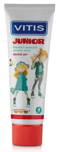 De Online Drogist Vitis junior dental gel +6 75ml aanbieding