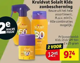 Kruidvat Kruidvat Solait Kids zonbescherming 2x25 gram aanbieding