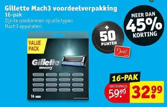 Kruidvat Gillette Mach3 voordeelverpakking aanbieding