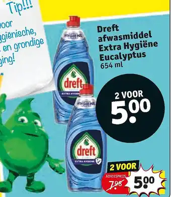 Kruidvat Dreft afwasmiddel Extra Hygiëne Eucalyptus 654 ml aanbieding