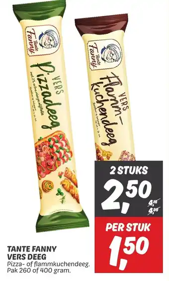 Dekamarkt TANTE FANNY VERS DEEG Pizza- of flammkuchendeeg. Pak 260 of 400 gram. aanbieding