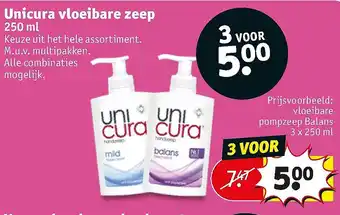 Kruidvat Unicura vloeibare zeep 3x250 ml aanbieding