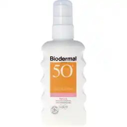 Albert Heijn Biodermal zonnespray gevoelige huid spf50 aanbieding