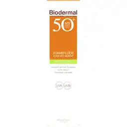 Albert Heijn Biodermal zonnefluïde voor het gezicht spf50+ aanbieding