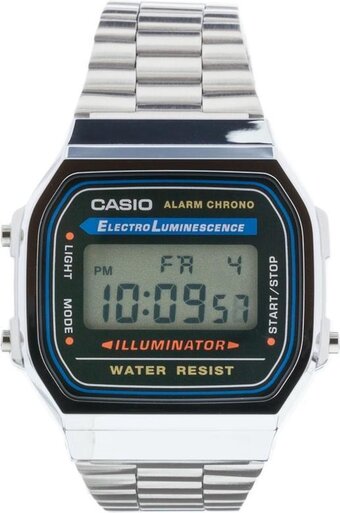 Bol.com Casio vintage iconic a168wa-1yes unisex horloge 36,3 mm - zilverkleurig aanbieding