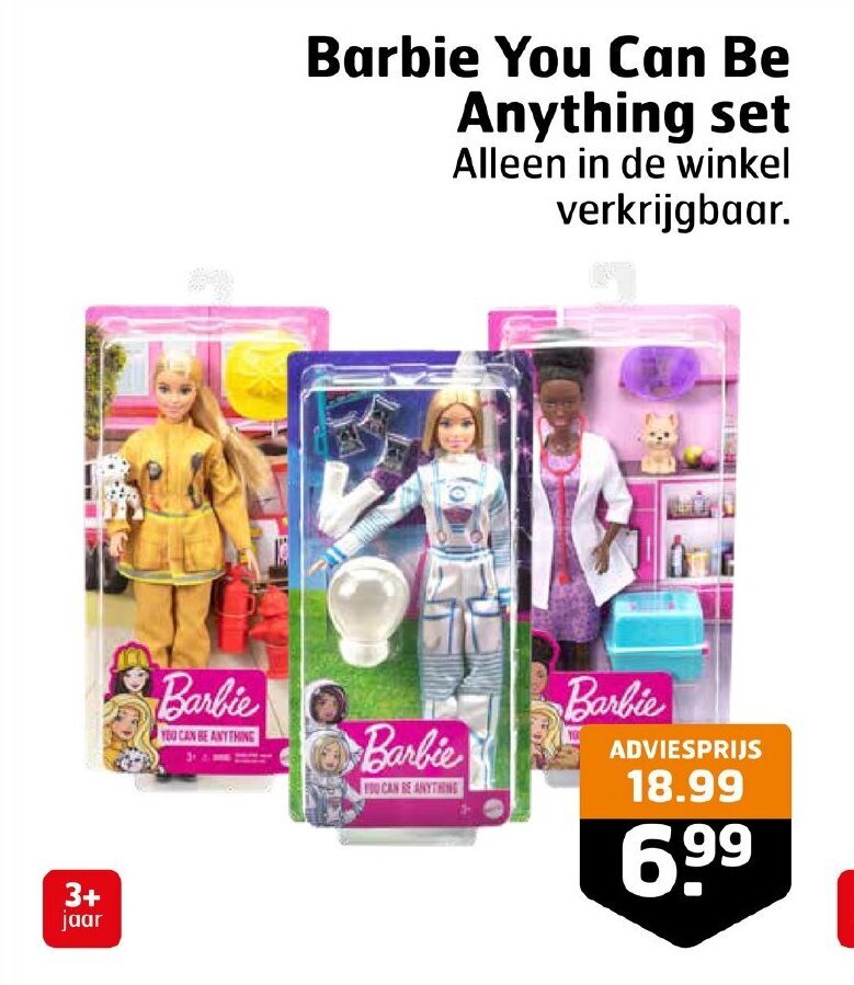Barbie You Can Be Anything set aanbieding bij Trekpleister