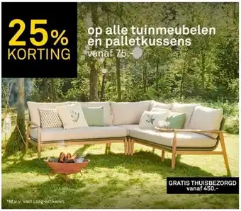 Karwei 25% korting op alle tuinmeubelen en palletkussens aanbieding