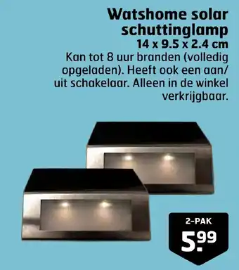 Trekpleister Watshome solar schuttinglamp 14 x 9.5 x 2.4 cm 2-PAK aanbieding