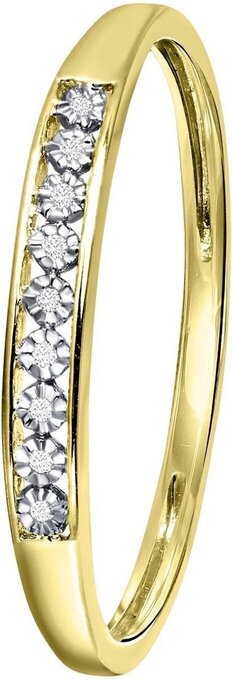Bol.com Lucardi dames ring met 9 diamanten (0,02ct) - ring - cadeau - 14 karaat goud - geelgoud aanbieding