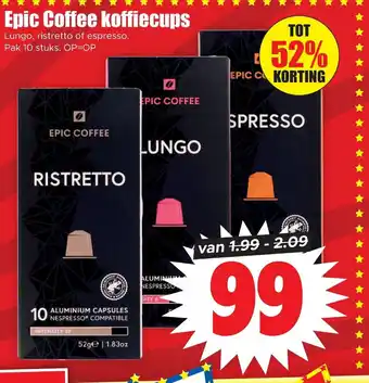 Dirk Epic Coffee koffiecups Lungo, ristretto of espresso. Pak 10 stuks. aanbieding