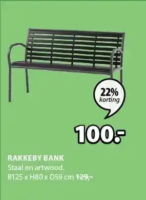 Jysk Rakkeby Bank 125x80x59 cm aanbieding