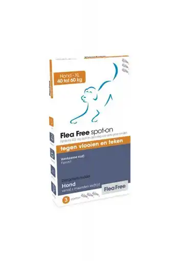 Welkoop Flea free spot-on hond xl 40-60 kg - pipetten - vlooien- en tekenmiddel - 3 stuks aanbieding
