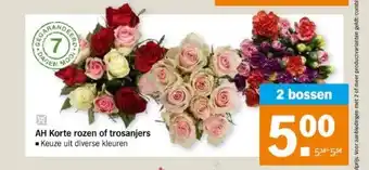 Albert Heijn Ah korte rozen of trosanjers keuze uit diverse kleuren aanbieding